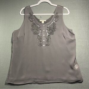 Coldwater Creek Plus Size Embroidered Sequin Sleeveless Blouse PL 14/16